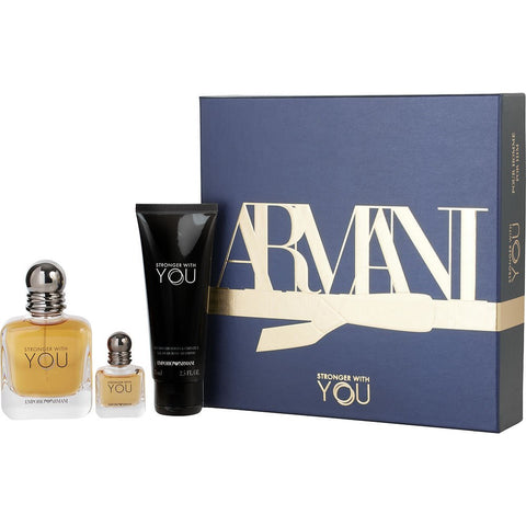 EMPORIO ARMANI STRONGER WITH YOU by Giorgio Armani EDT SPRAY 1.7 OZ & SHOWER GEL 2.5 OZ & EDT 0.25 OZ MINI