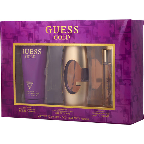 GUESS GOLD by Guess EAU DE PARFUM SPRAY 2.5 OZ & BODY LOTION 6.8 OZ & EAU DE PARFUM SPRAY 0.5 OZ
