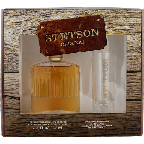 STETSON by Coty COLOGNE 2.25 OZ (EDITION COLLECTOR'S BOTTLE) & SHOT GLASS