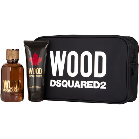 DSQUARED2 WOOD by Dsquared2 EDT SPRAY 3.4 OZ & SHOWER GEL 3.4 OZ & POUCH