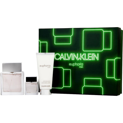 EUPHORIA MEN by Calvin Klein EDT SPRAY 3.4 OZ & AFTERSHAVE BALM 3.4 OZ & EDT SPRAY 0.5 OZ
