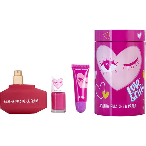 AGATHA RUIZ DE LA PRADA LOVE LOVE LOVE by Agatha Ruiz De La Prada EDT SPRAY 2.7 OZ & NAIL POLISH & LIP GLOSS