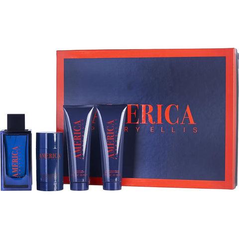PERRY ELLIS AMERICA by Perry Ellis EDT SPRAY 3.4 OZ & SHOWERL GEL 3 OZ & DEODORANT STICK 2.7 OZ & AFTERSHAVE BALM 3 OZ