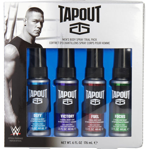 TAPOUT VARIETY by Tapout DEFY BODY SPRAY 1.5 OZ & VICTORY BODY SPRAY 1.5 OZ & FUEL BODY SPRAY 1.5 OZ & FOCUS BODY SPRAY 1.5 OZ