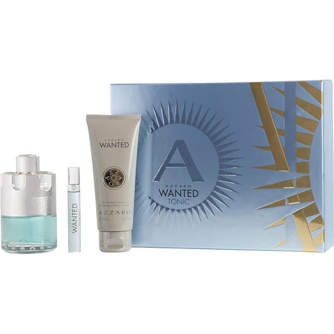 AZZARO WANTED TONIC by Azzaro EDT SPRAY 3.3 OZ & HAIR & BODY SHAMPOO 3.4 OZ & EDT SPRAY 0.25 OZ MINI