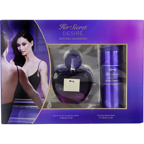 HER SECRET DESIRE by Antonio Banderas EDT SPRAY 2.7 OZ & DEODORANT SPRAY 5.1 OZ