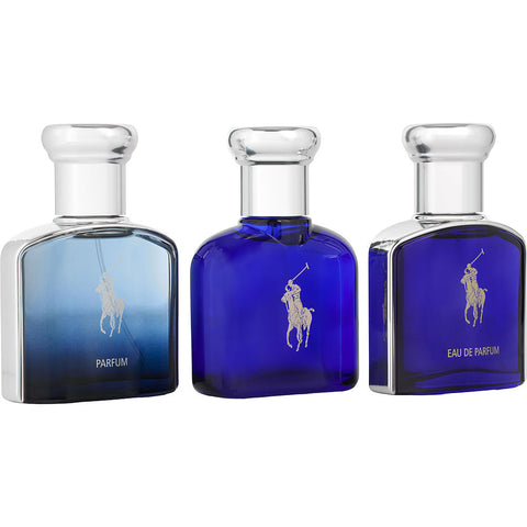 RALPH LAUREN VARIETY by Ralph Lauren 3 PIECE MENS VARIETY WITH POLO BLUE (EDT) & POLO BLUE (EDP) & POLO DEEP BLUE (PARFUM) AND ALL ARE SPRAY 1.3 OZ