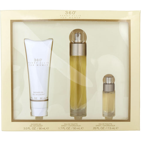 PERRY ELLIS 360 by Perry Ellis EDT SPRAY 1.7 OZ & SHOWER GEL 3 OZ & EDT SPRAY 0.25 OZ