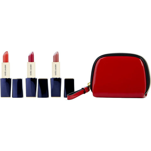 ESTEE LAUDER by Estee Lauder Pure Color Envy Sculpting Lipstick Trio - # Dynamic + # Tumultuous Pink + # Impassioned + Cosmetic Bag 4pcs
