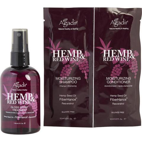 AGADIR by Agadir HEMP & RED WINE GLOSS SPRAY TREATMENT 4 OZ