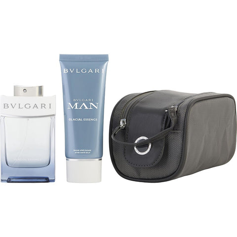 BVLGARI MAN GLACIAL ESSENCE by Bvlgari EAU DE PARFUM SPRAY 3.4 OZ & AFTERSHAVE BALM 3.4 OZ & POUCH
