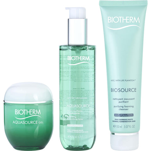 Biotherm by BIOTHERM Super Aquasource Set (Normal To Combination Skin): Biosource Toning Cleanser 150ml + Aquasource Tonic Lotion 200ml + Aquasource Moisturizing Gel 125ml 3 pcs