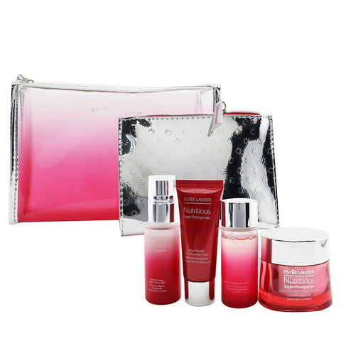 ESTEE LAUDER by Estee Lauder Nutritious Super-Pomegranate Reveal A Rosy Radiance Set: Moisture Creme+ Milky Lotion Light+ Lotion+ Cleansing Foam ... 4pcs+2bags