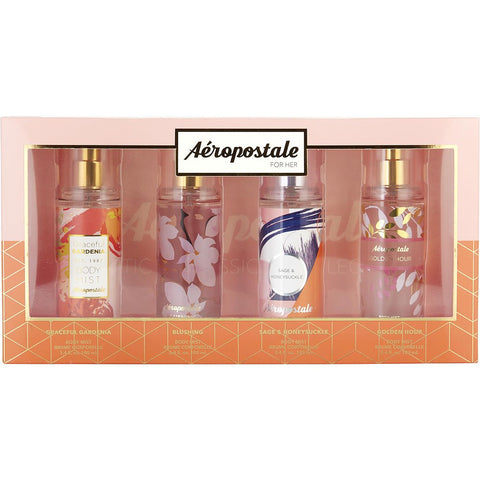 AEROPOSTALE VARIETY by Aeropostale 4 PIECE VARIETY WITH GRACEFUL GARDENIA & BLUSHING & SAG HONEYSUCKLE & GOLDEN HOUR AND ALL ARE BODY MIST 3.4 OZ