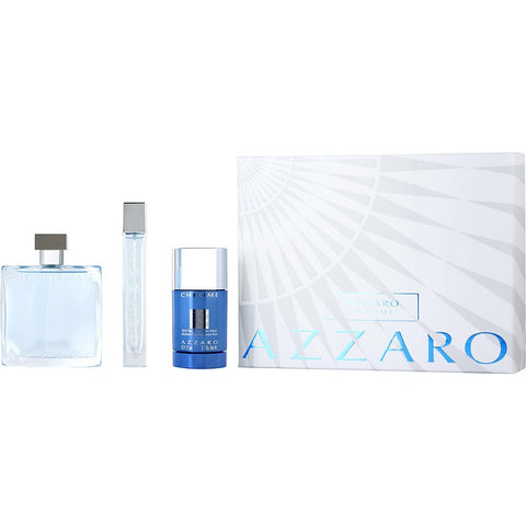 CHROME by Azzaro EDT SPRAY 3.4 OZ & DEODORANT STICK 2.7 OZ & EDT SPRAY 0.5 OZ