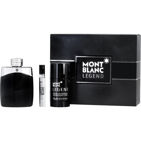 MONT BLANC LEGEND by Mont Blanc EDT SPRAY 3.3 OZ & DEODORANT STICK 2.5 OZ & EDT SPRAY 0.25 OZ MINI
